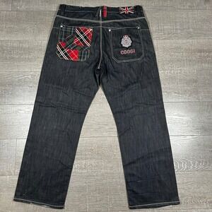 Vintage Coogi Embroidered Baggy Denim Jeans Plaid Emblem‎ Logo Mens Size 40x34